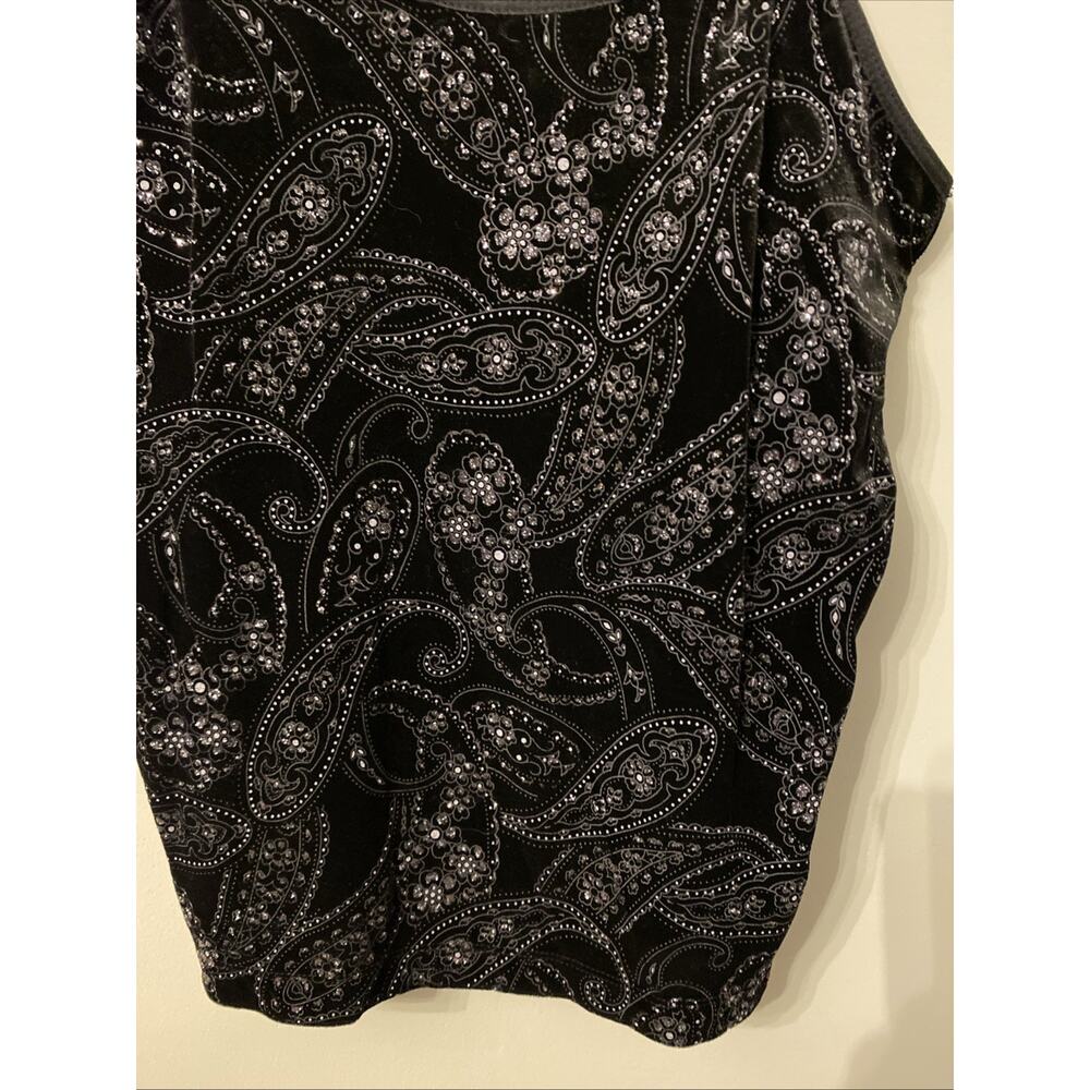 Y2k 90s 00s Chicos Black Velvet Glitter Tank Fairycore Whimsy Goth Size 3 - Picture 3 of 6